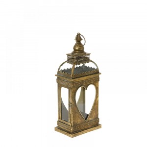 Метален светилник, сърце, злато, 47 см