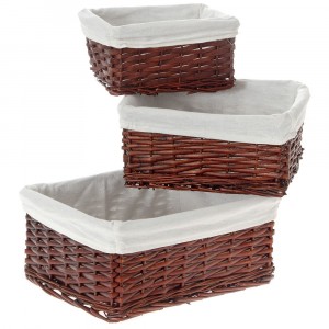 Плетена кошница с плат  кафе, к-т 3 бр.