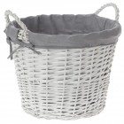 Плетена дълбока кошница, кръг, бяла, 38х30 см