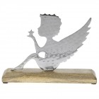 Ангел инокс върху дървена поставка 28Χ5Χ23СМ