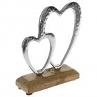 Сърца инокс на дървен постамент 15x5x17