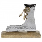 Ботуш инокс върху дървена поставка 18Χ5Χ20СМ