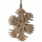 Коледна дървена висулка, снежинка, натюр, 15х15 см