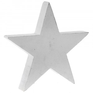 Дървена коледна звезда, бяла, 25х25 см