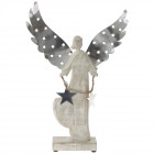 Коледна фигурка ангел с метални криле,сребро,27х7х43см