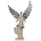 Коледна фигурка ангел с метални криле,сребро,42х8х60 см