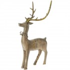 Коледна дървена фигурка, елен с метални рога, 25х7х50 см