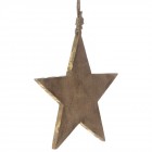 Дървена висулка, звезда, натур, 15х15см