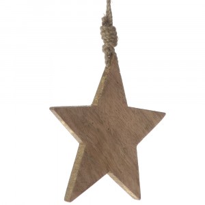 Дървена висулка, звезда, натур, 20х20см
