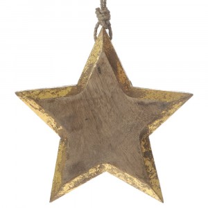 Дървена висулка, звезда, злато, 18х18 см