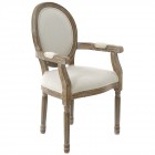 Дървен стол с облегалка и подлакътници, кафяво/бяло претрито, 56?46?48/96СМ