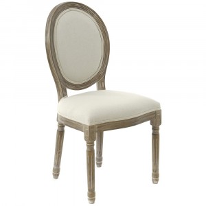 Дървен стол с облегалка, кафяво/бяло претрито, 48?46?48/96СМ