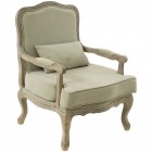 Дървен фотьойл, кафяво/бяло претрито, 64?72?42/92СМ