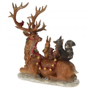 Фигура Елен с животни,легнал, полирезин 