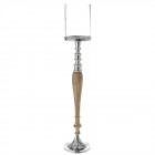 Свещник дърво и инокс със стъклена чаша 17Х81СМ