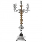 Свещник дърво и инокс за 5 свещи 38Х38Х71СМ