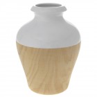 Керамична ваза ефект дърво бяла Φ23Χ30
