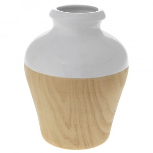 Керамична ваза ефект дърво бяла Φ20Χ25