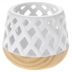 Керамичен светилник ефект дърво ажур бял Φ19Χ15см