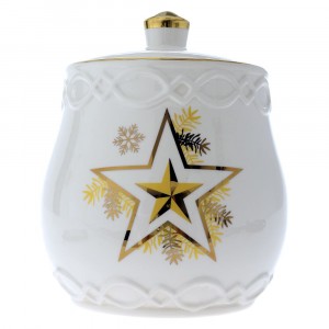 Коледен буркан керамика златна звезда 16Х20СМ
