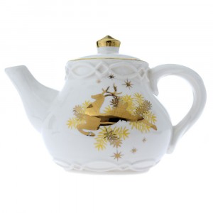 Коледен чайник керамика златна звезда 22Х15СМ