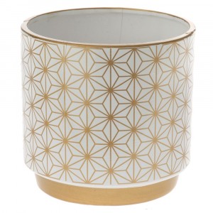 Кашпа керамика златна шарка  Φ14Χ13