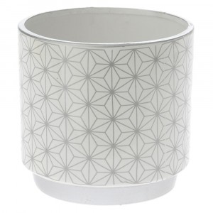 Кашпа керамика сребърна шарка  Φ14Χ13