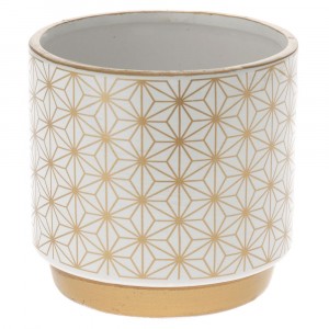 Кашпа керамика златна шарка  Φ10Χ10