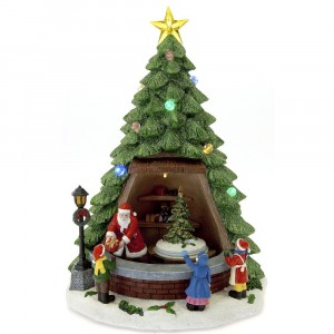 Светеща сцена, елха с музика, 23х22х32 см