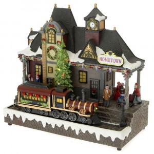 Светеща и музикална сцена, гара, 32х16х30 см