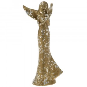 Ангел, злато и сребро напръскано, керамика, 12х9х30 см