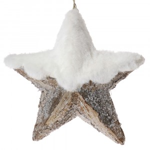 Звезда висяща, дърво и пух, 40х40 см