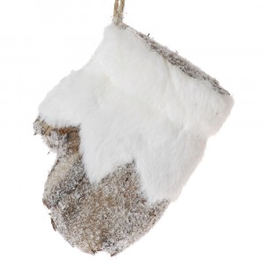 Ръкавичка висяща, дърво и пух, 16х11 см