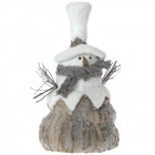 Снежен човек, дърво и пух, 35х27х60 см