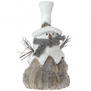 Снежен човек, дърво и пух, 35х27х60 см