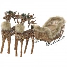 Шейна с елени, дърво с пухена декорация, 76х36х50 см