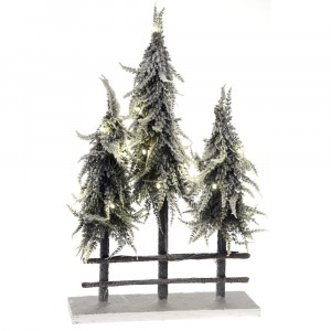 Коледни елхи заснежени с LED светлина, 36х60 см