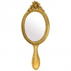 Огледало овал с дръжка полирезин златен ефект 19Χ45