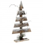Дървена елха, декорирана, бяла, 15х6х40 см
