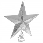Връх за елха, звезда, метал, сребро, 25х30 см