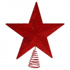 Връх за елха, звезда, метал, червена, 25х30 см
