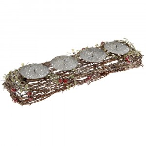 Свещник от плетени пръчки, 4-ка, 43х13х8 см