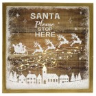 Дървена картина с LED светлина, коледен впряг, с батерии, 27х27 см