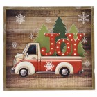 Дървена картина с LED осветление, JOY, с батерии, 37х34 см