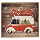 Дървена картина с LED осветление, SANTA, с батерии, 37х34 см