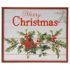 Дървена картина MERRY CHRISTMAS, имел, 24х20 см