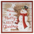 Картина дърво, снежко с елха, 20х20 см