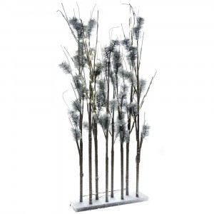 Коледни заснежени клонки на поставка с LED светлина