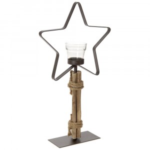 Коледен свещник звезда с дърво, 25Х8Х45СМ