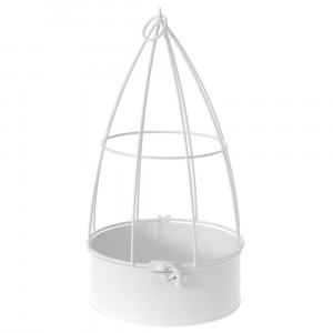 Метална клетка за цветя, бяла, 16Х30СМ